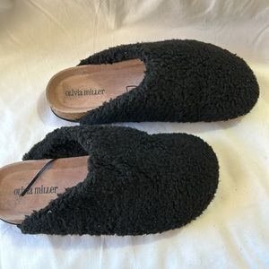 Olivia Miller Women's Mel Sherpa Clogs Mule Slippers Black-Size 10  NWOB